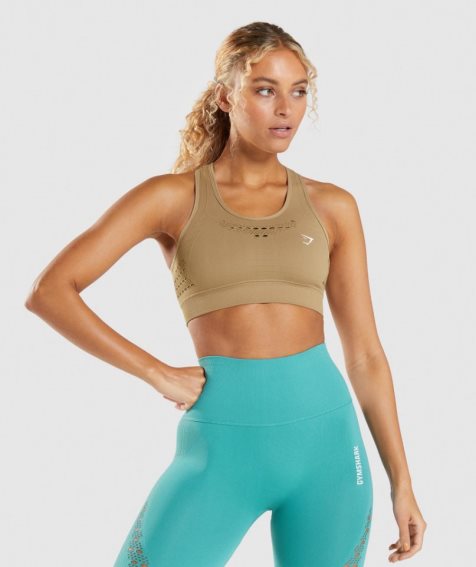 Women's Gymshark Energy Seamless Sports Bra Brown | NZ 8TQXNG